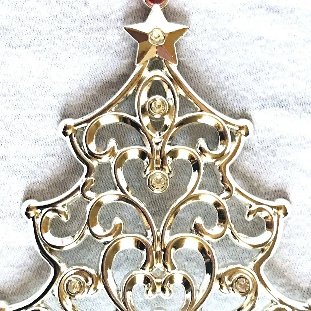 Lenox Christmas Ornaments 2 Sparkle and Scroll Bells + Tree Silver Original Box